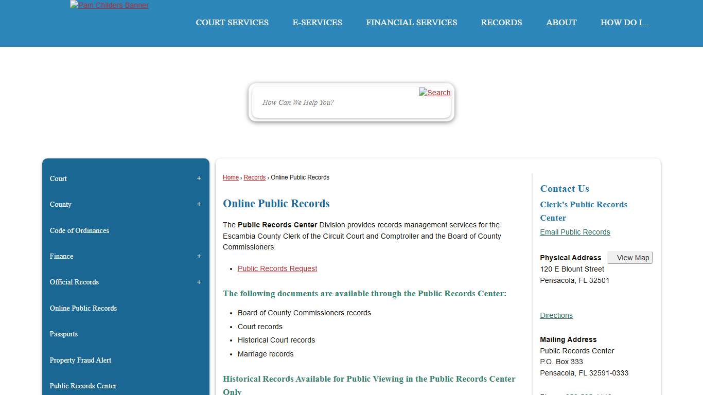 Online Public Records | Escambia County Clerk, FL